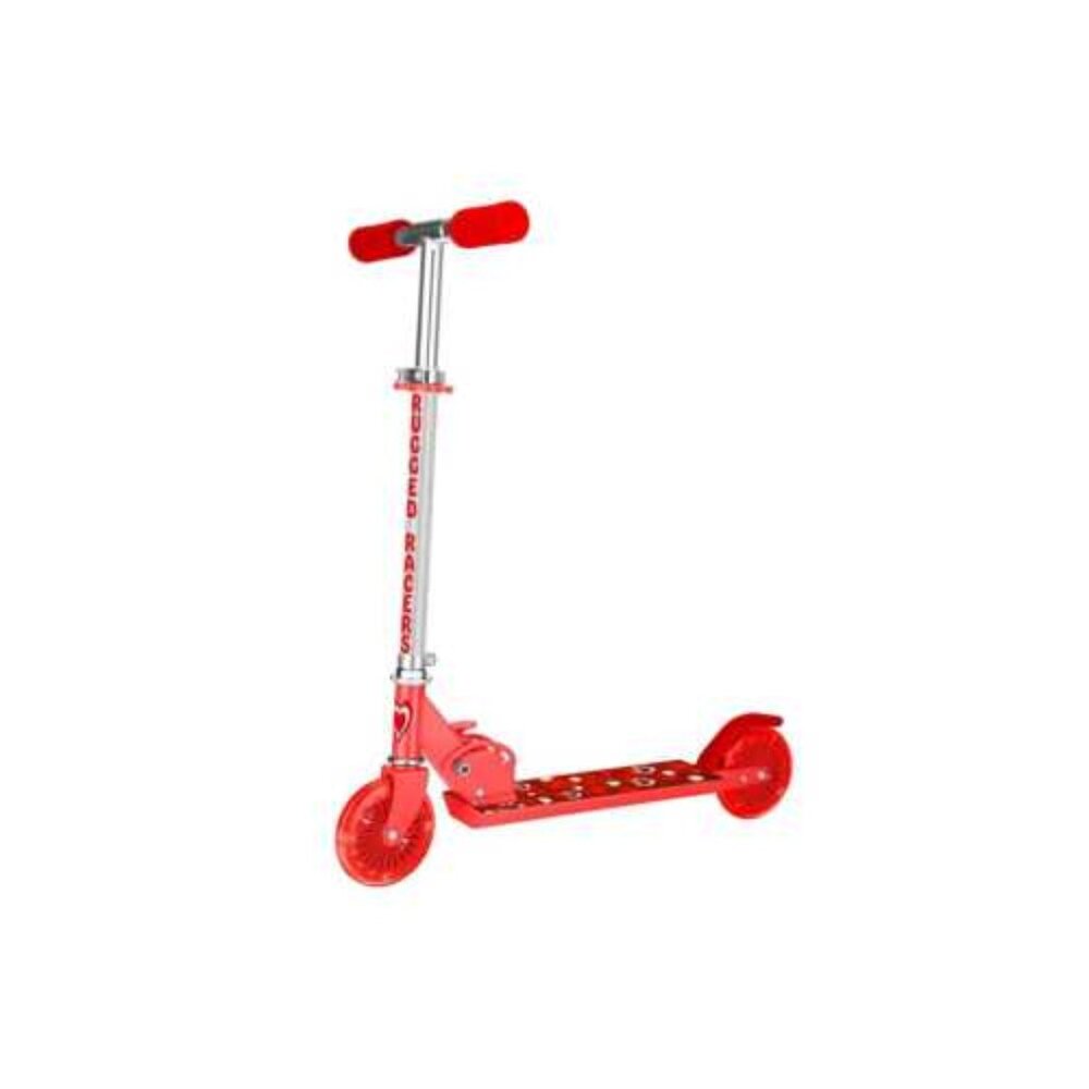 Rugged Racer Two Wheel Scooter with Red Heart Print & LED Lights